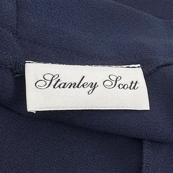 Vintage | Stanley Scott | Side-slit Palazzo Pants | M | Navy | Minimalist | 90's - Picture 13 of 16